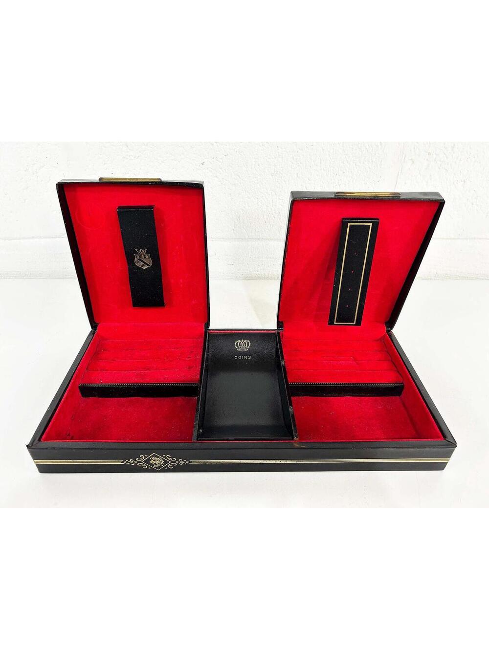 Shields Men's Jewelry Box Art Deco Cufflinks Tie Clip 1960s Valet Organizer